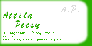 attila pecsy business card